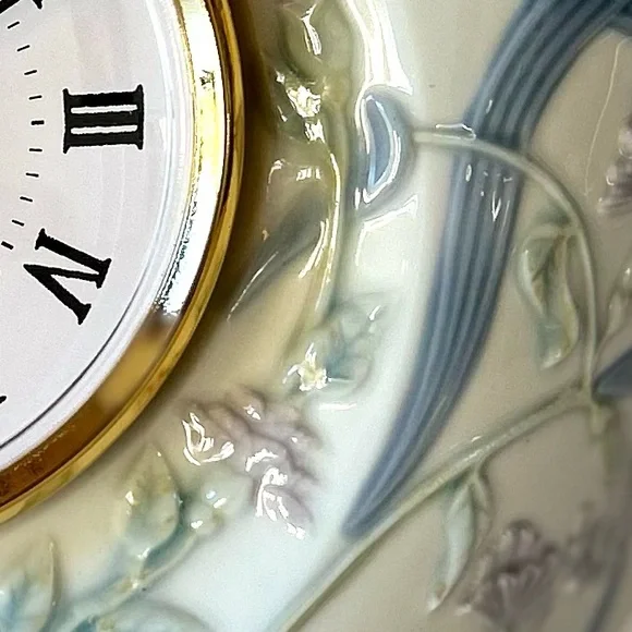 Lladró Porcelain Floral Mantel Decor Clock 1998 - Picture 2 of 11